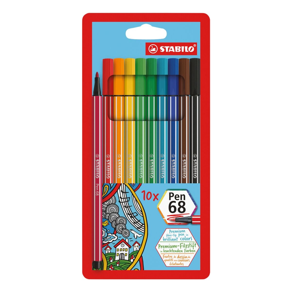 Stabilo 10er-Pack Faserschreiber Pen 68