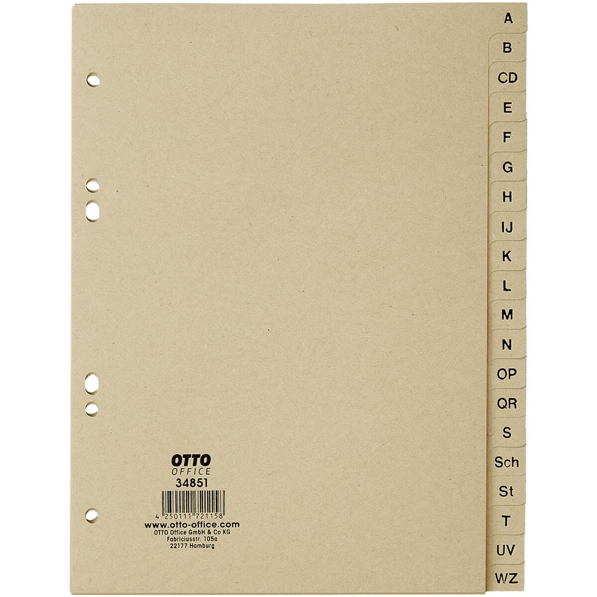 OTTO Office Nature Register, A5, A-Z 20-teilig, chamois, Recycling-Tauenpapier
