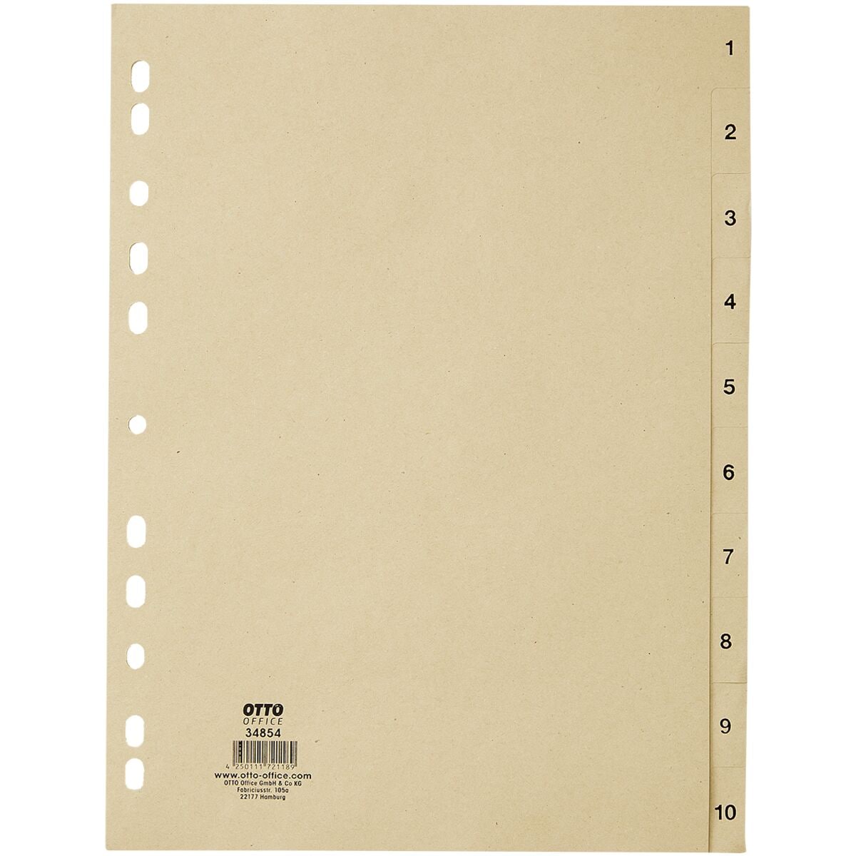 OTTO Office Nature Register, A4, 1-10 10-teilig, chamois, Recycling-Tauenpapier