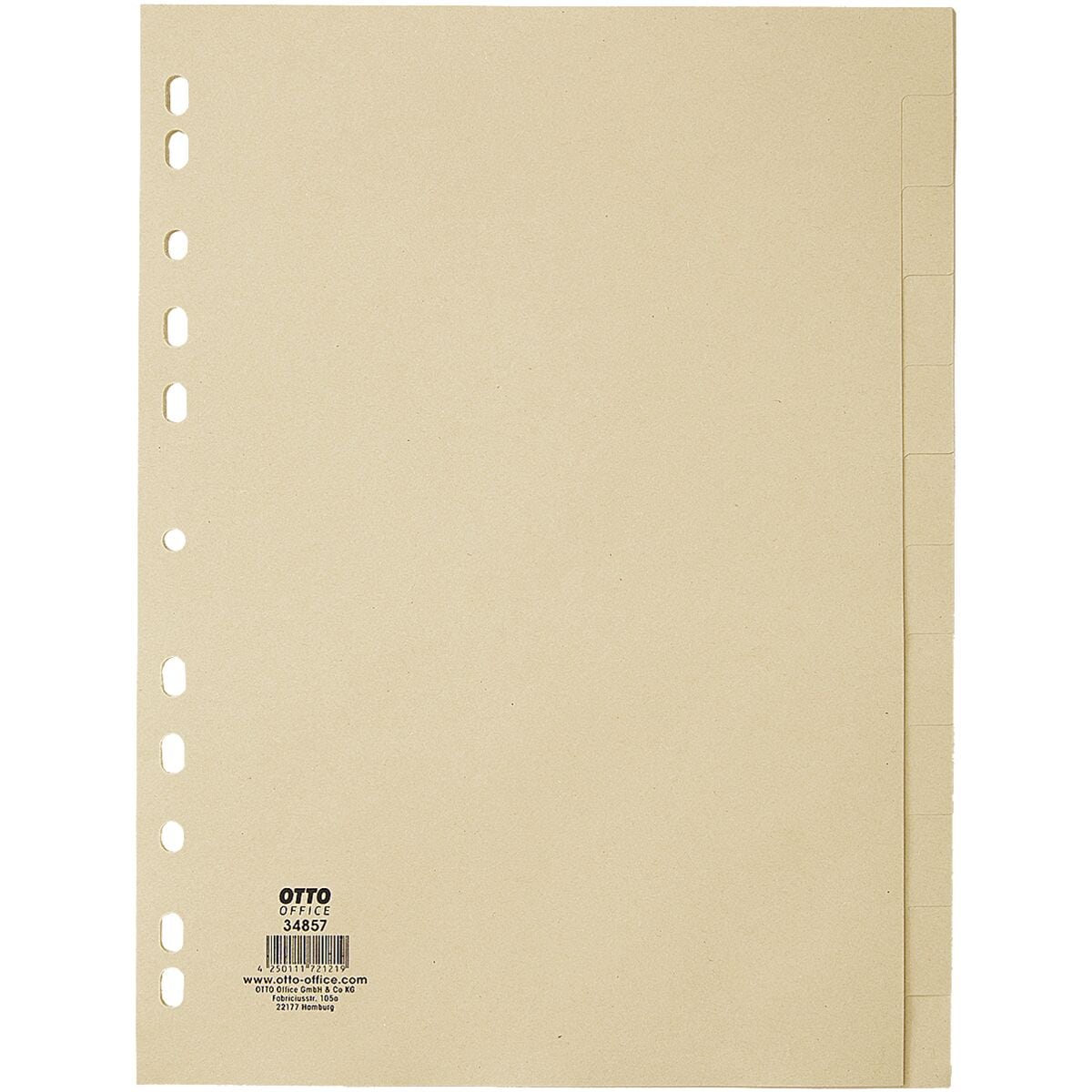 OTTO Office Nature Register, A4, blanko 12-teilig, chamois, Recycling-Tauenpapier