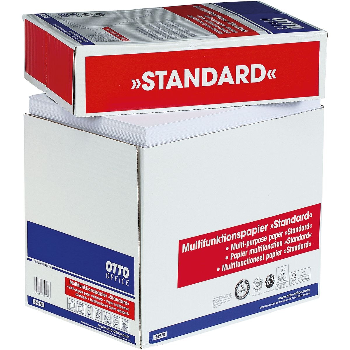 Maxi-Box Multifunktionales Druckerpapier A4 OTTO Office Standard - 2500 Blatt gesamt, 80g/qm