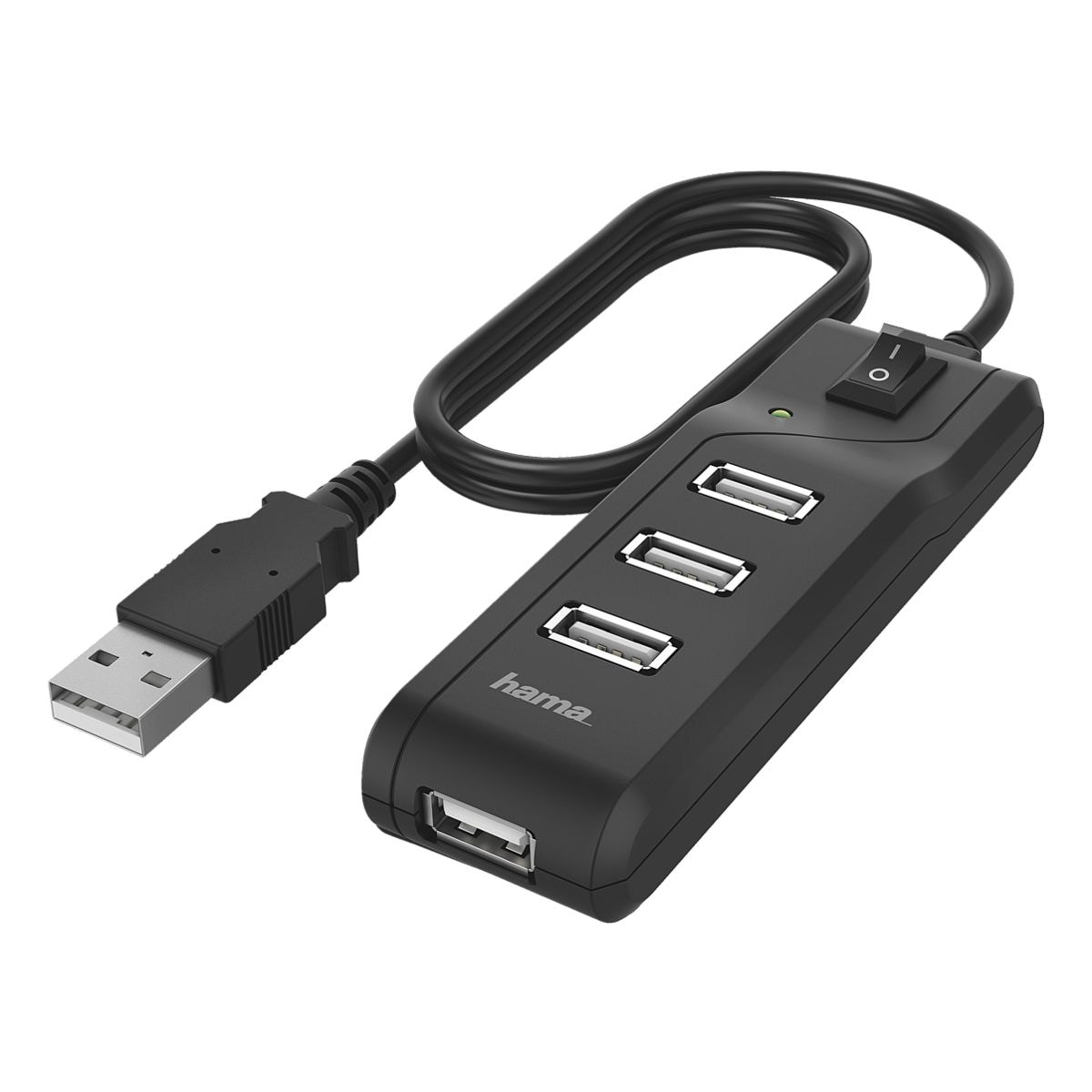 Hama USB-2.0-Hub, 4 Ports, schwarz