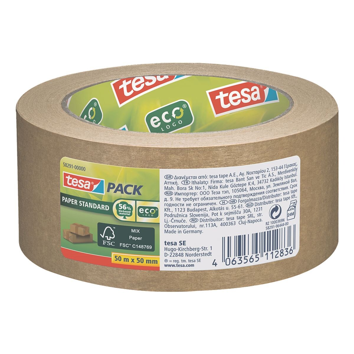 Packband tesa Papier Standard EcoLogo, 50 mm breit, 50 Meter lang