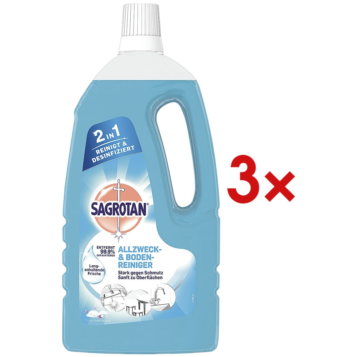 Sagrotan 3x Allzweck-Reiniger 2in1 Frischetraum 1,5 Liter