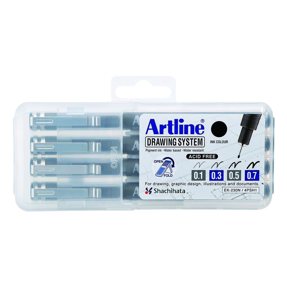 4x Artline Fineliner-Set Drawing System 0,1 - 0,7 mm 0,1  - 0,7mm