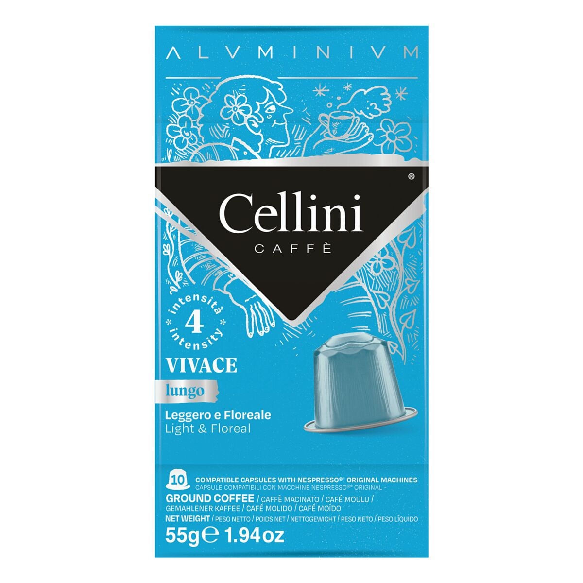 Cellini Cellini Lungo Vivace Kaffeekapseln 55 g