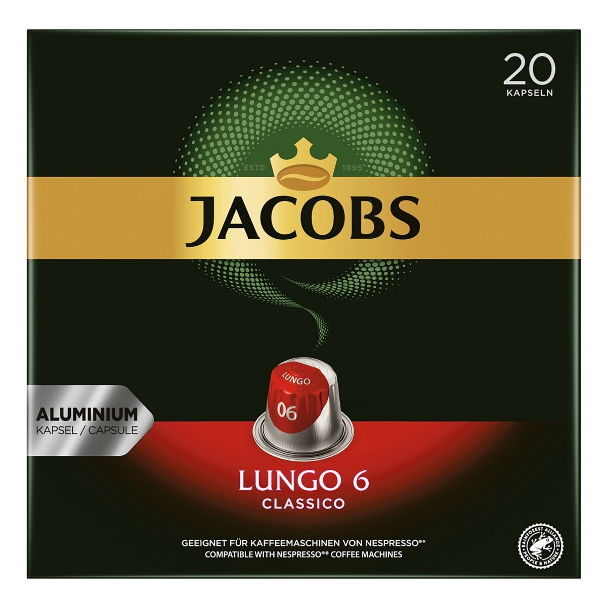 Jacobs 20er-Pack Kaffeekapseln Lungo 6 Classico fr Nespresso®