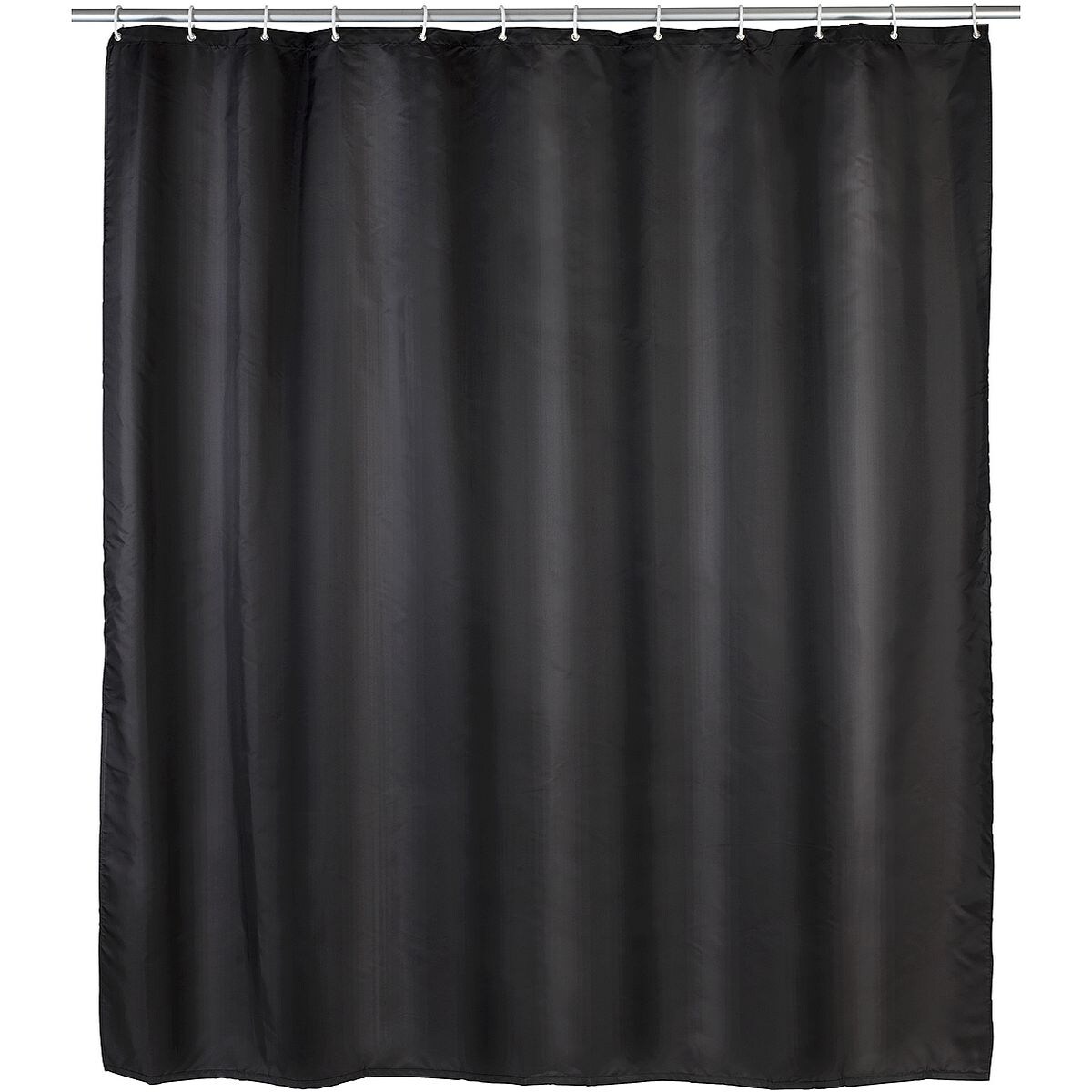 Wenko Anti-Schimmel Duschvorhang schwarz einfarbig Textil 180 cm x 200 cm