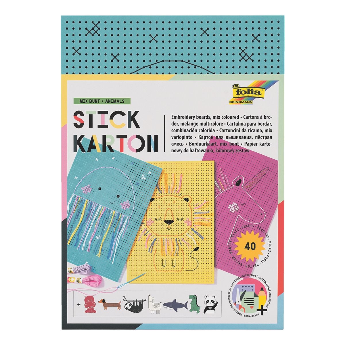 folia Stickkarton »ANIMALS« bunt