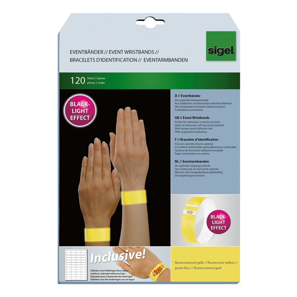 Sigel 120er-Pack Einlassbänder »Super Soft fluoreszierend« gelb