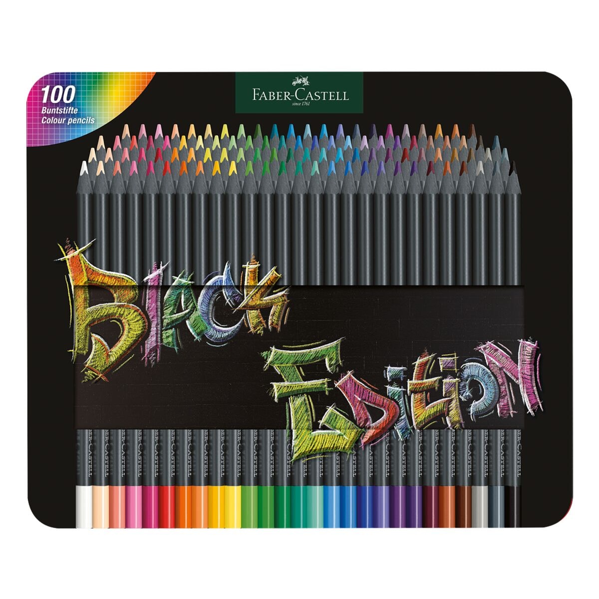 Faber-Castell 100er Pack Buntstifte Black Edition mit Aufsteller