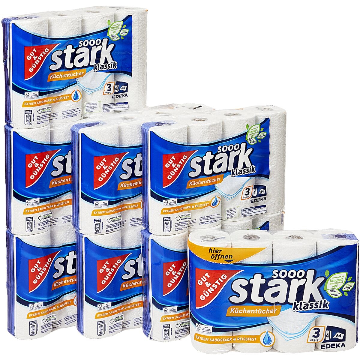 Gut & Günstig 32 Küchenrollen sooo stark klassik 3-lagig (8 Pack à 4 Rollen)