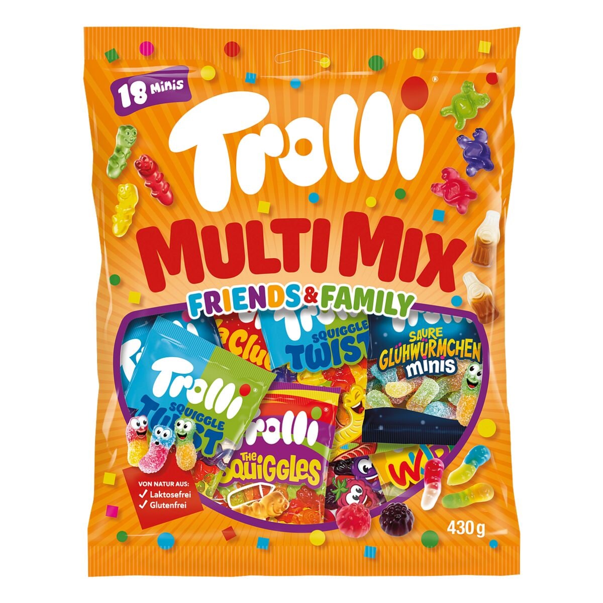 Trolli Fruchtgummi Multi Mix Friends & Family 18 Portionen einzeln verpackt