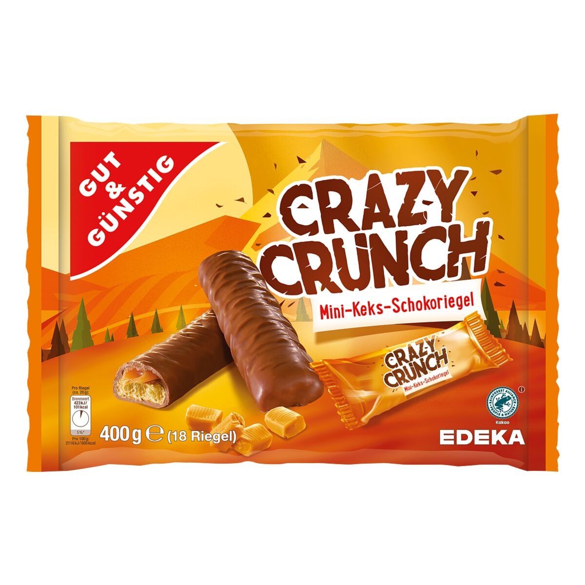 Gut und Gnstig Mini-Keks-Schokoriegel Crazy Crunch 400 g