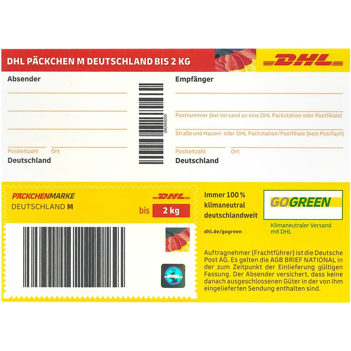 Deutsche Post DHL Pckchenmarke M Deutschland bis 2 kg selbstklebend