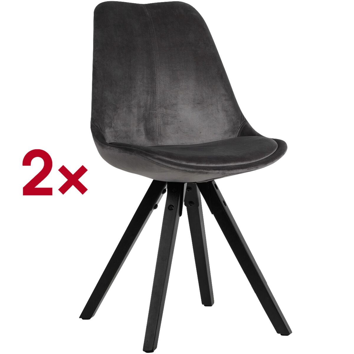 Wohnling 2er-Set Esszimmerstühle Stoffbezug schwarz