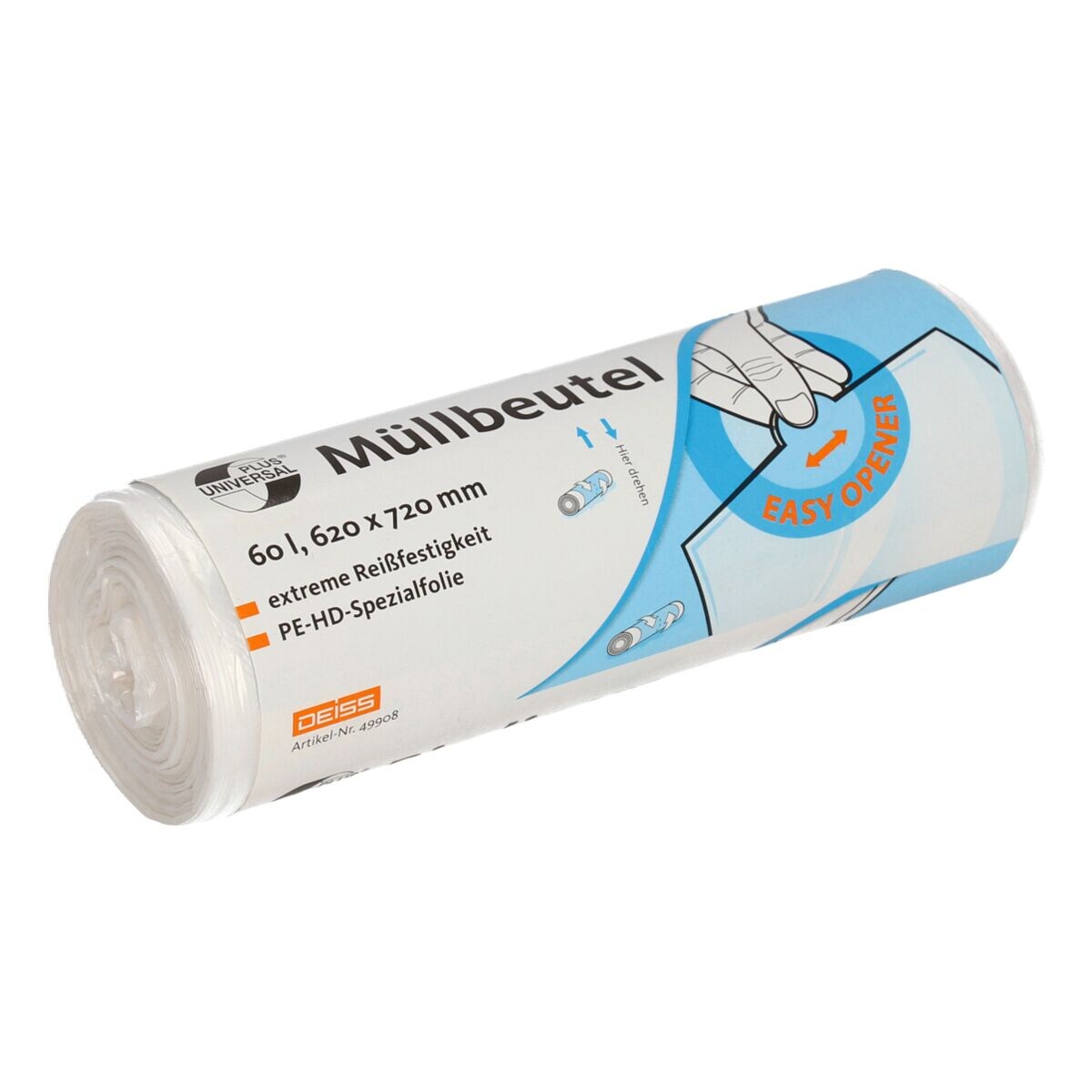 60 L Müllbeutel Deiss UNIVERSAL PLUS® transparent 50 Stück