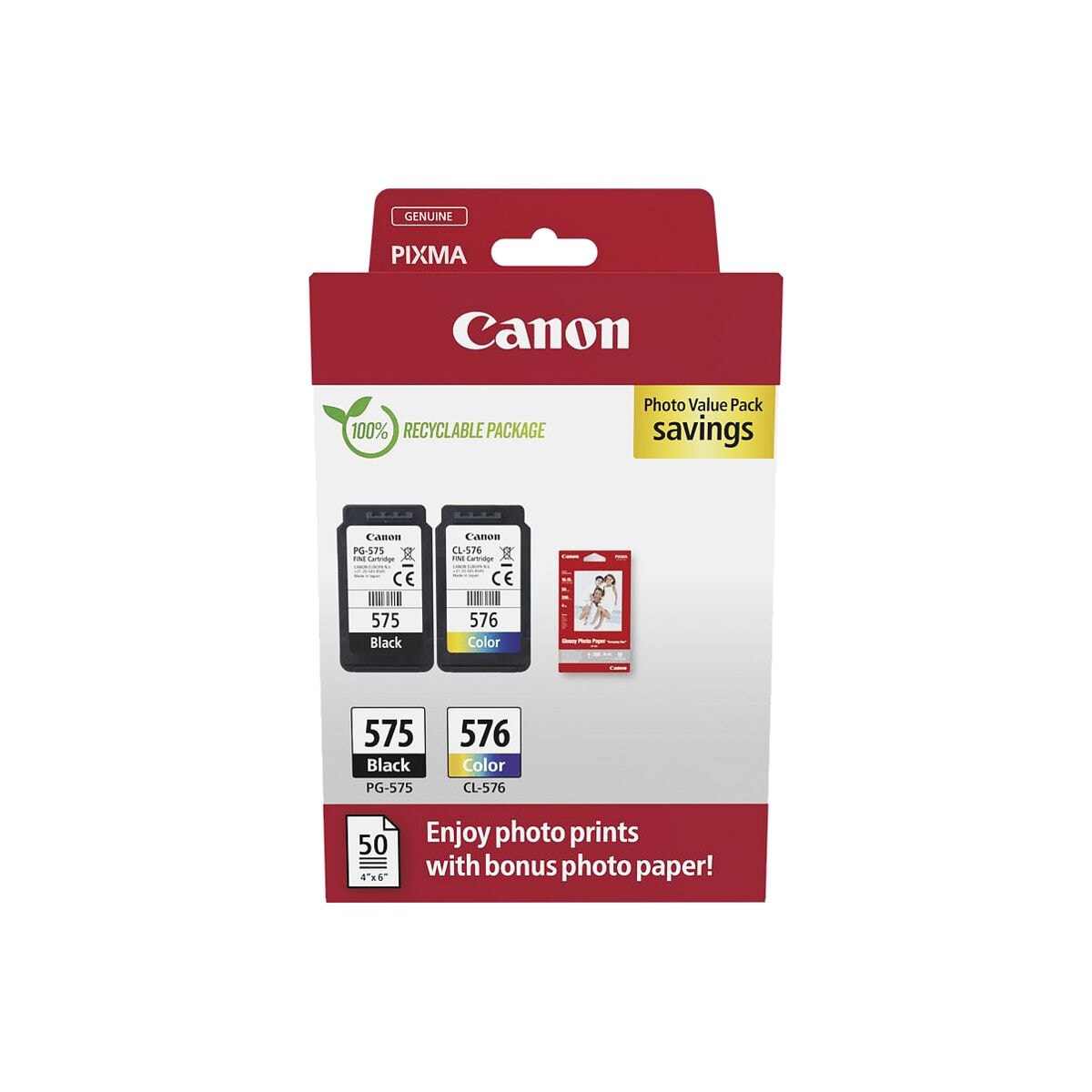 Canon Value Pack: Tintenpatronen-Set »PG-575 & CL-576« inkl. 50 Blatt Fotopapier 10x15 cm