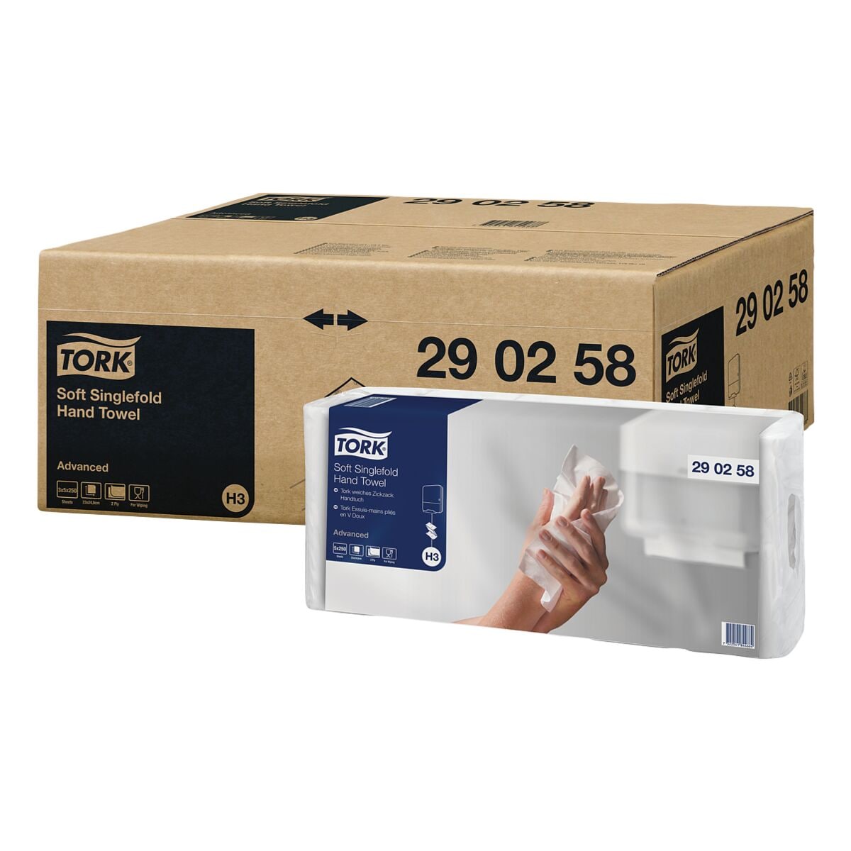 Papierhandtücher Tork Advanced C & C H3 2-lagig, weiß, 24,8 cm x 23 cm aus 100% Recyclingfasern mit Z-Falzung - 3750 Blatt gesamt