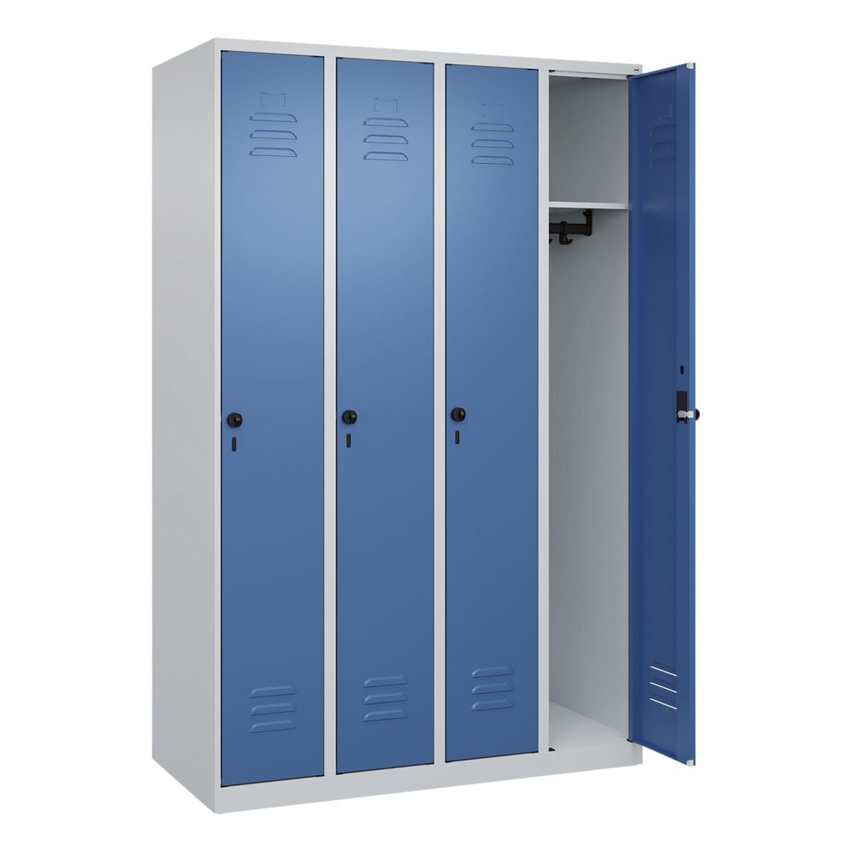 CP Spind Classic PLUS Korpus lichtgrau, 4x1, Stahl, bodenstehend, 120 x 185 cm