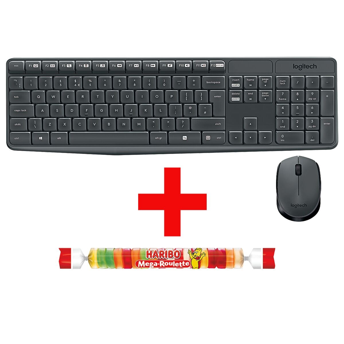 Logitech Kabelloses Desktop-Set »MK235« inkl. Fruchtgummi »Mega Roulette« 45 g