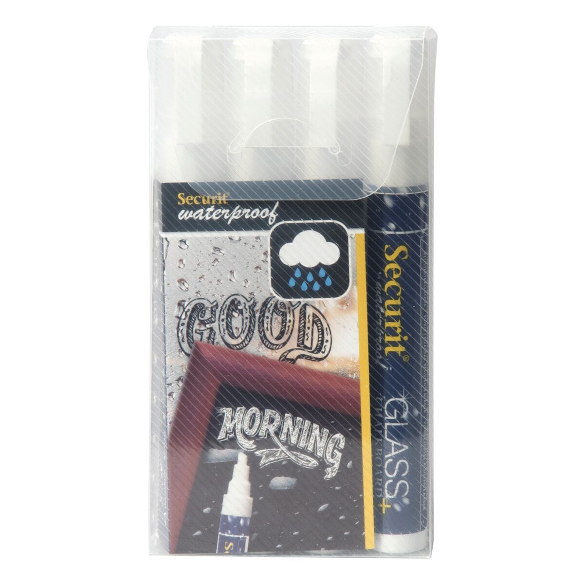 Securit 4er-Pack Kreidestifte CHALKMARKERS Waterproof 2-6 mm wei 