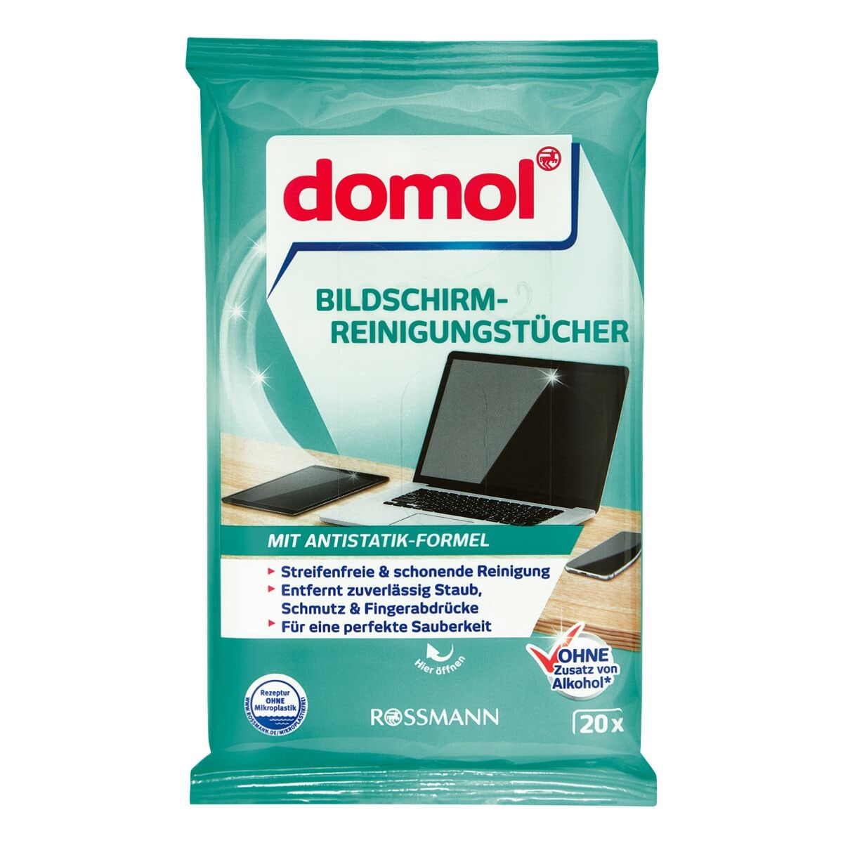 domol 20er-Pack Bildschirm-Reinigungstcher