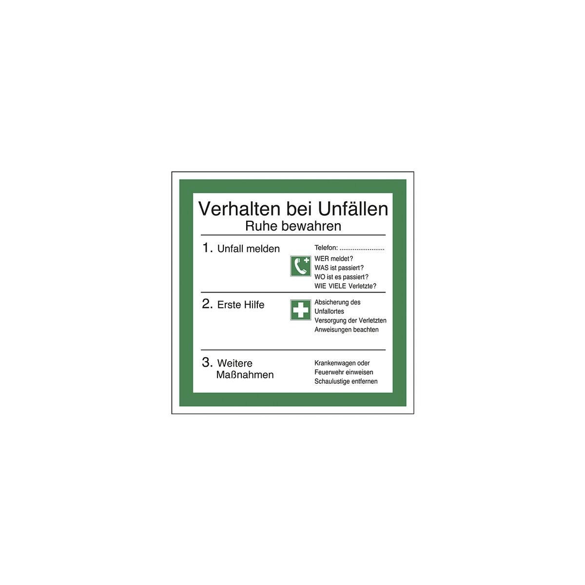 LimarLite Sicherheitsaushang »Verhalten bei Unfällen« 20 x 20 cm Folie (0,4 mm)