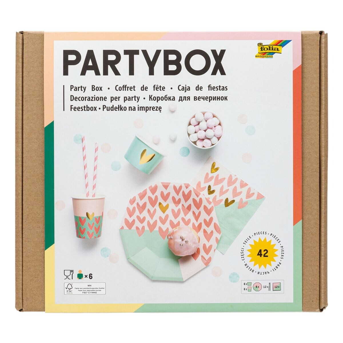 folia Einweggeschirr Party-Box »Girls« 42-teilig