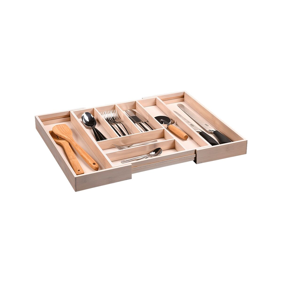 KESPER Variabler Besteckkasten Bambus 35 - 58 cm weiß lasiert