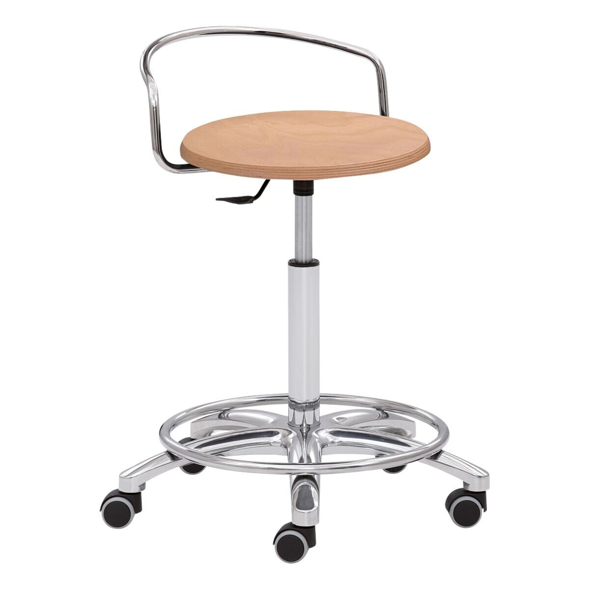 mayer Sitzmbel Arbeitsdrehhocker mit Rckenbgel 1253 Holzsitz