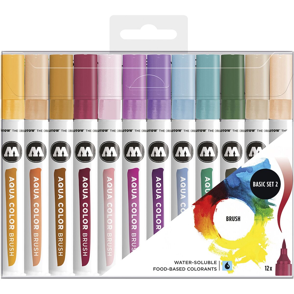 MOLOTOW 12er-Pack Brush-Pens »Aqua Color Basic Set 2« farbsortiert