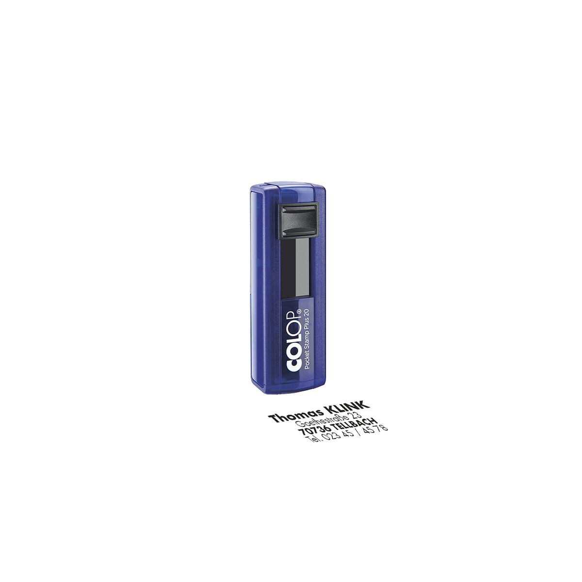 Colop Selbstfärbender Textstempel / Taschenstempel »Pocket Stamp Plus 20« blau