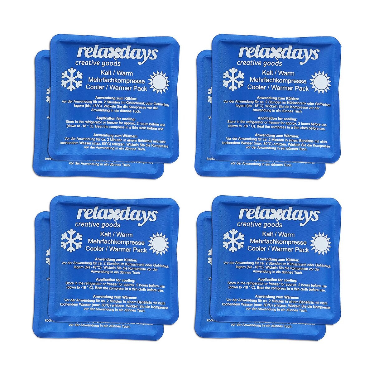 relaxdays 8er-Pack Kühlpads 11 x 11 cm