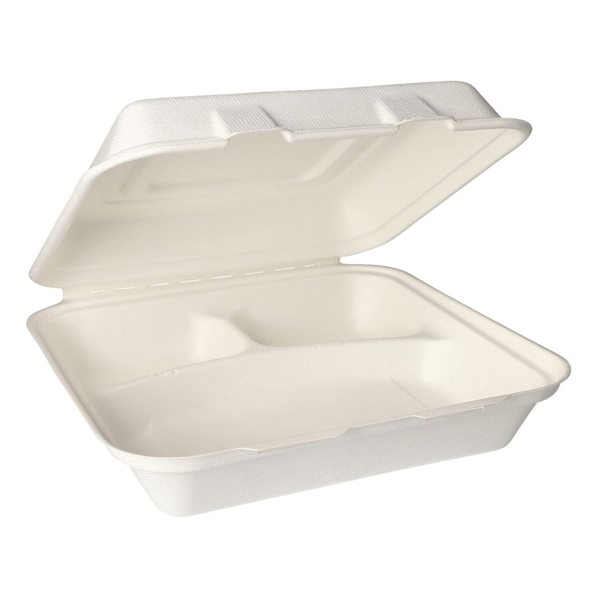 Papstar Menübox 3-geteilt 24x24 cm aus Zuckerrohr 25 Stück