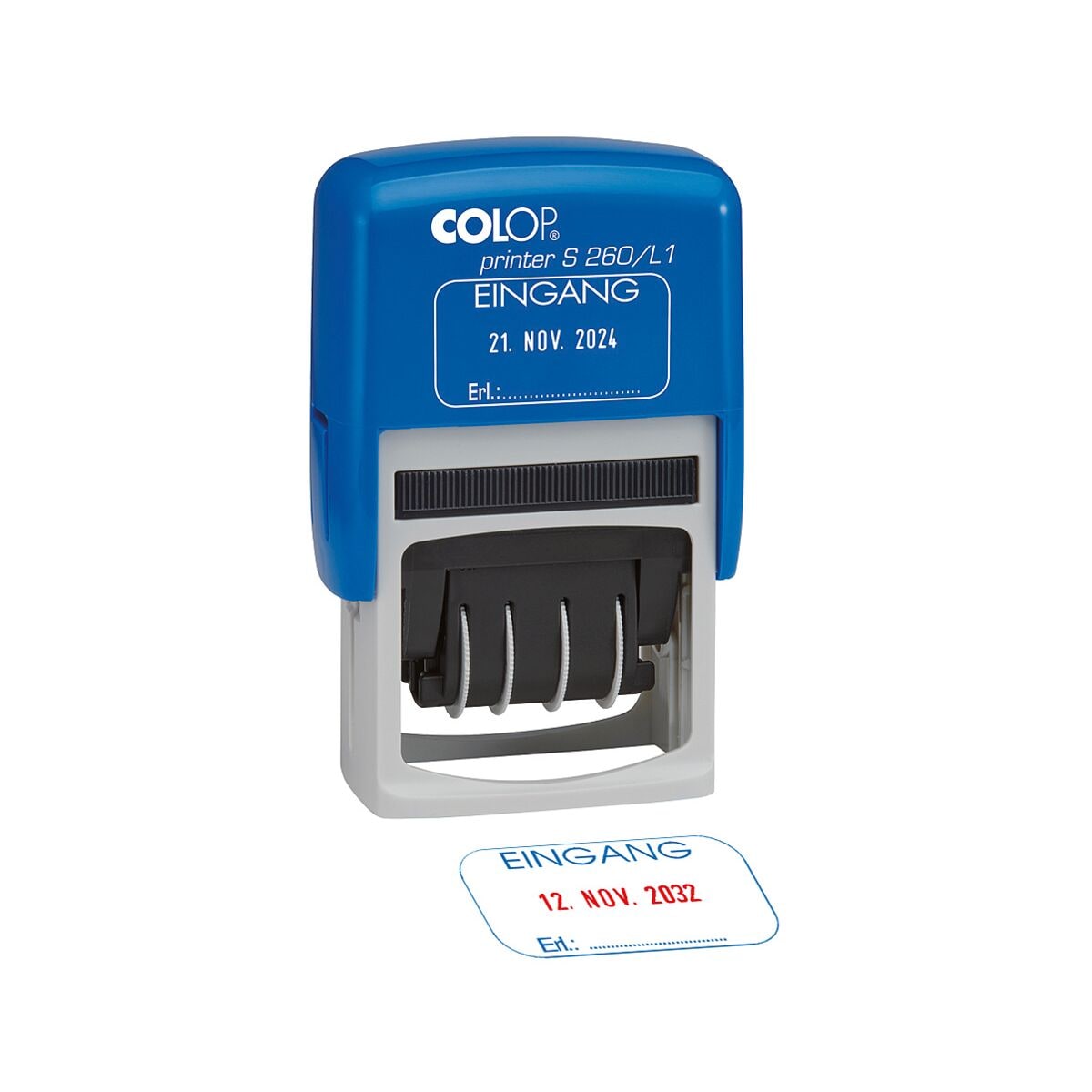 Colop Datumstempel mit Lagertexten »Printer S260/L1 Eingang«