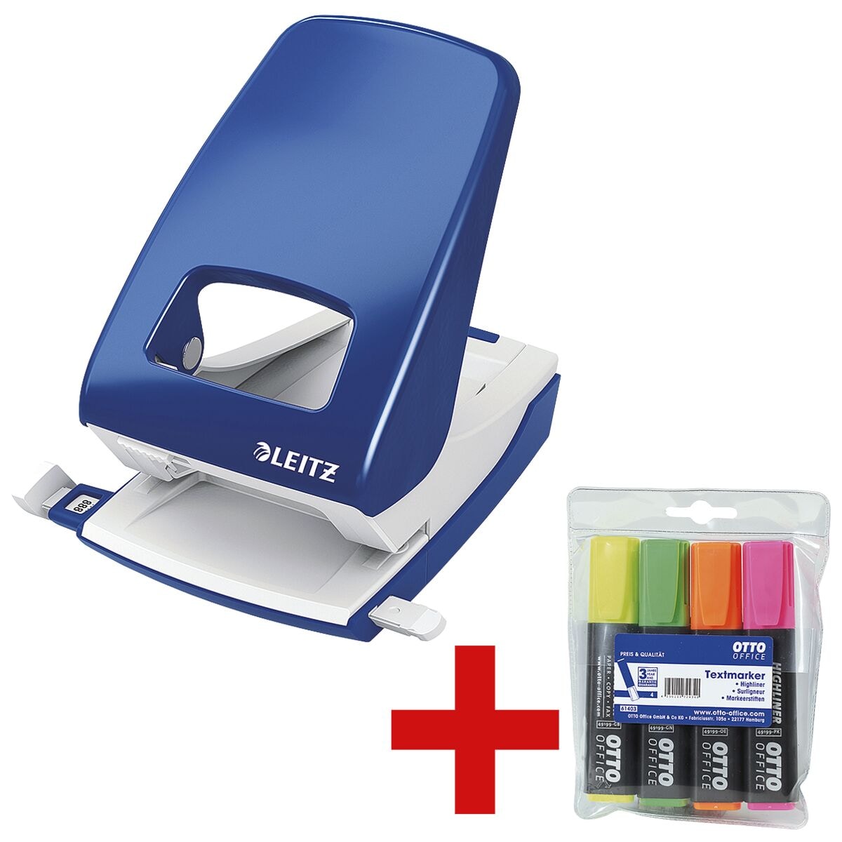 LEITZ Registraturlocher 5138 NeXXt 40 Blatt inkl. 4er-Pack Textmarker »Highliner«