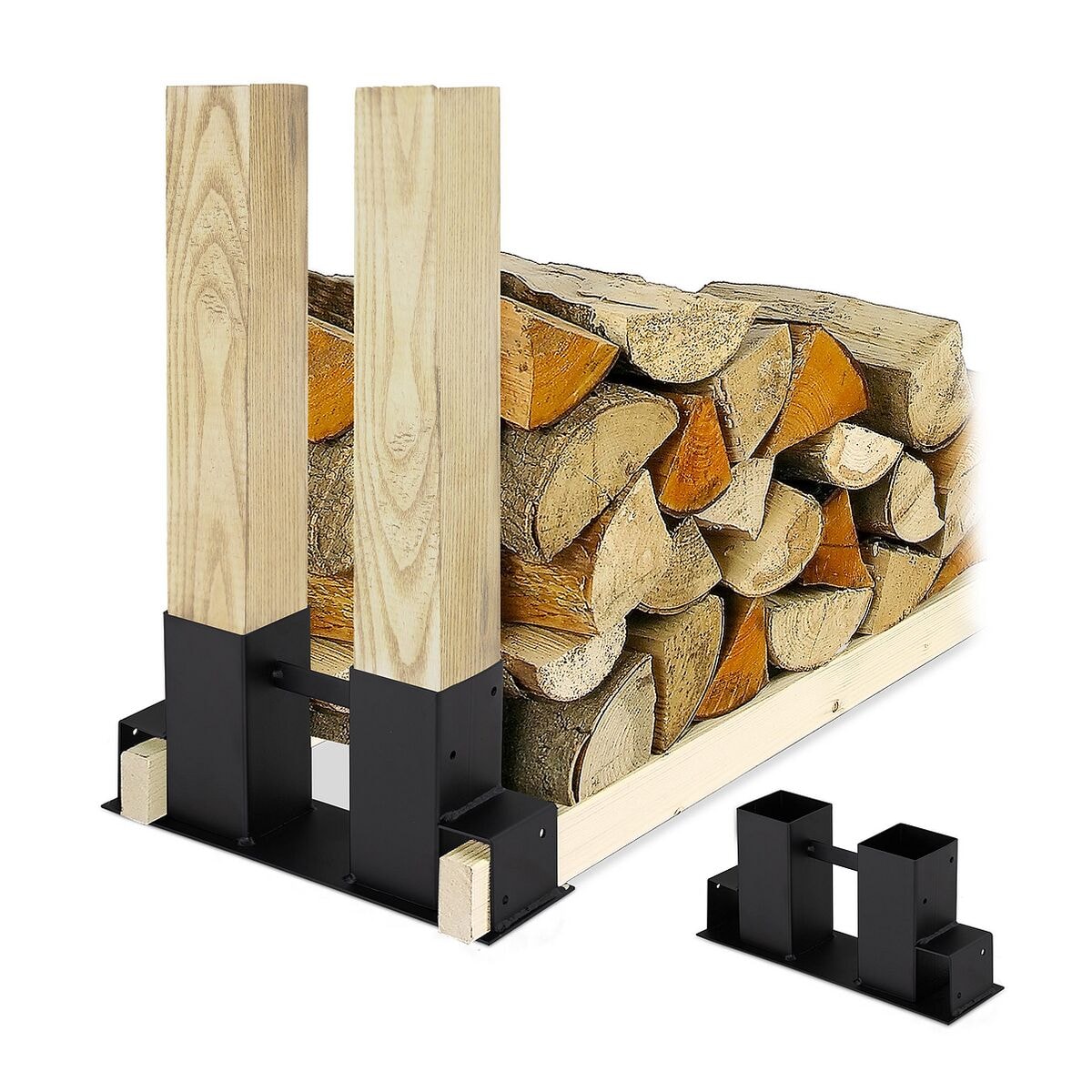 relaxdays 2er-Set Holzstapelhilfe