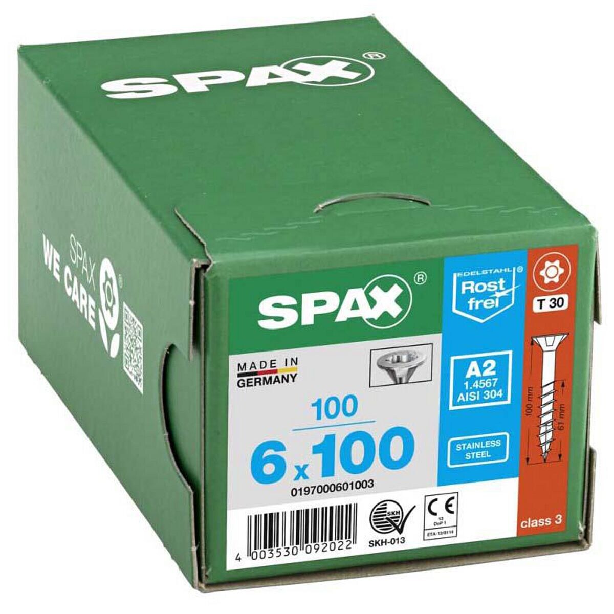 SPAX Universalschrauben T30 Senkkopf Edelstahl A2 6 x 100 mm 100 Stück