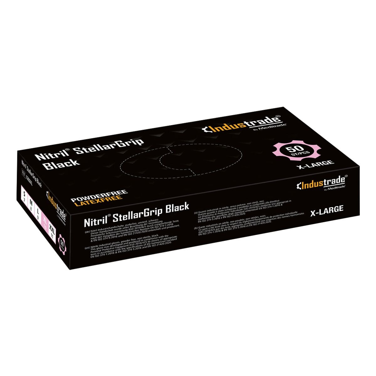 50 MEDITRADE Einmalhandschuhe Nitril® StellarGrip Nitril, Größe XL schwarz