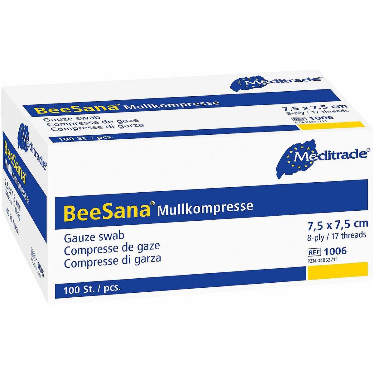 Meditrade 100er-Pack Mullkompresse 8-fach 7,5 x 7,5 cm