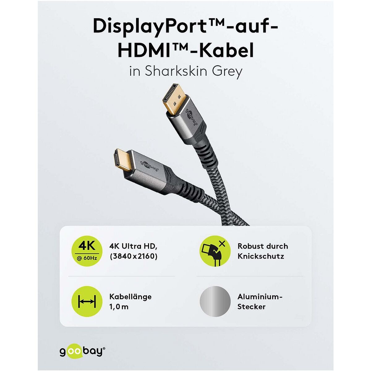 goobay DisplayPort auf HDMI-Kabel 4K - 2 m