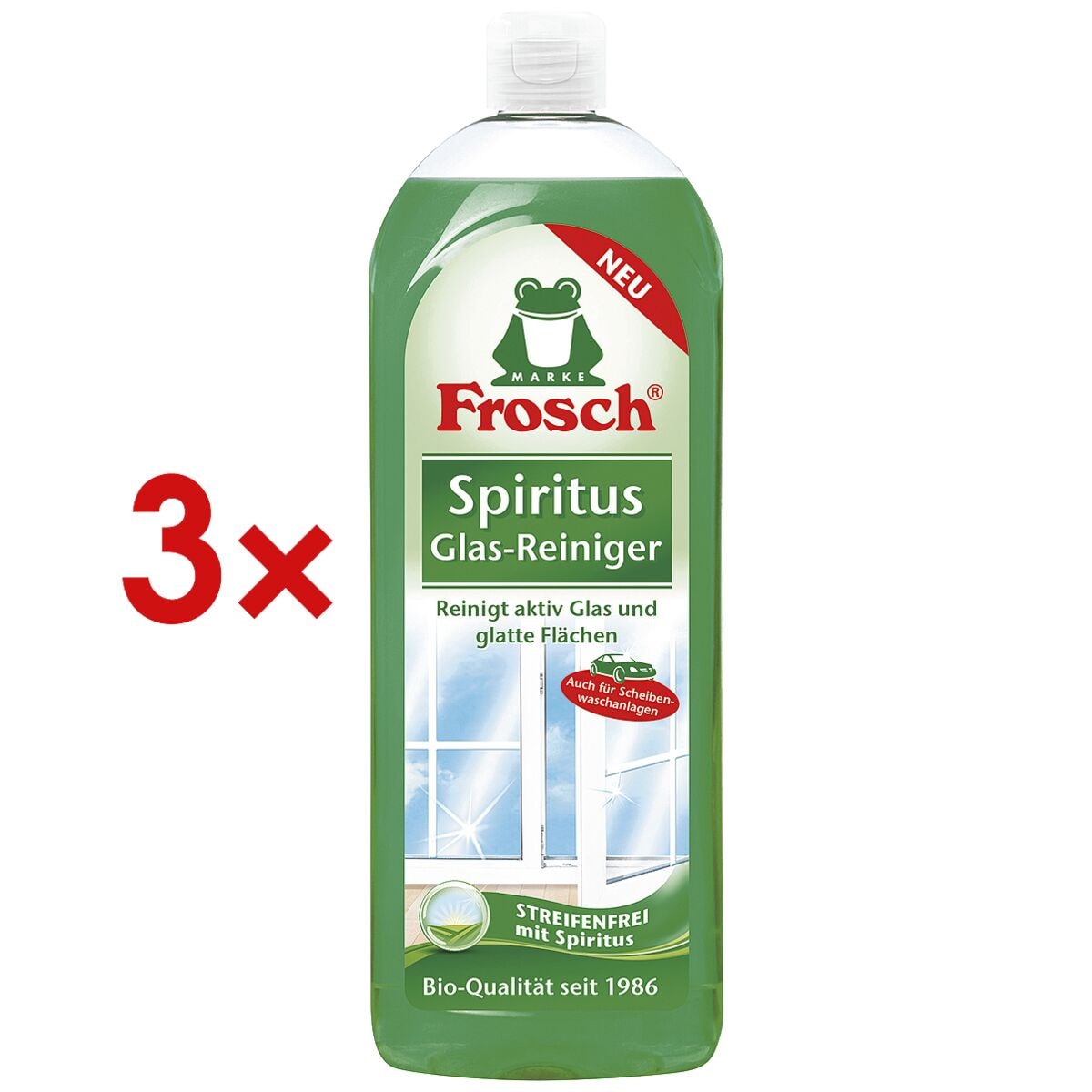 Frosch 3x Glasreiniger »Spiritus« 750 ml
