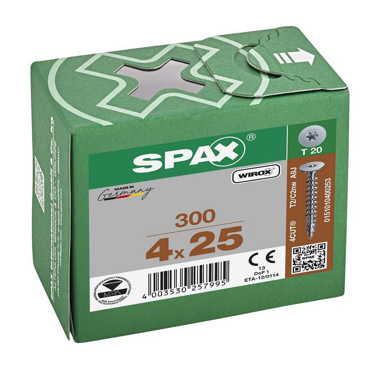 SPAX Rückwandschrauben T20 Flachkopf WIROX 4 x 25 mm 300 St.