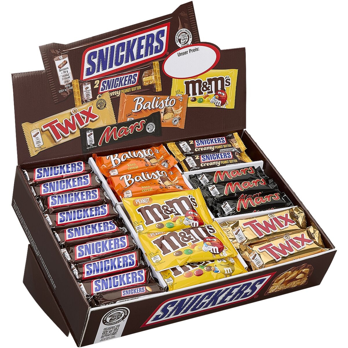 SNICKERS 72er-Pack Schokoladen-Sortiment Topsellerbox