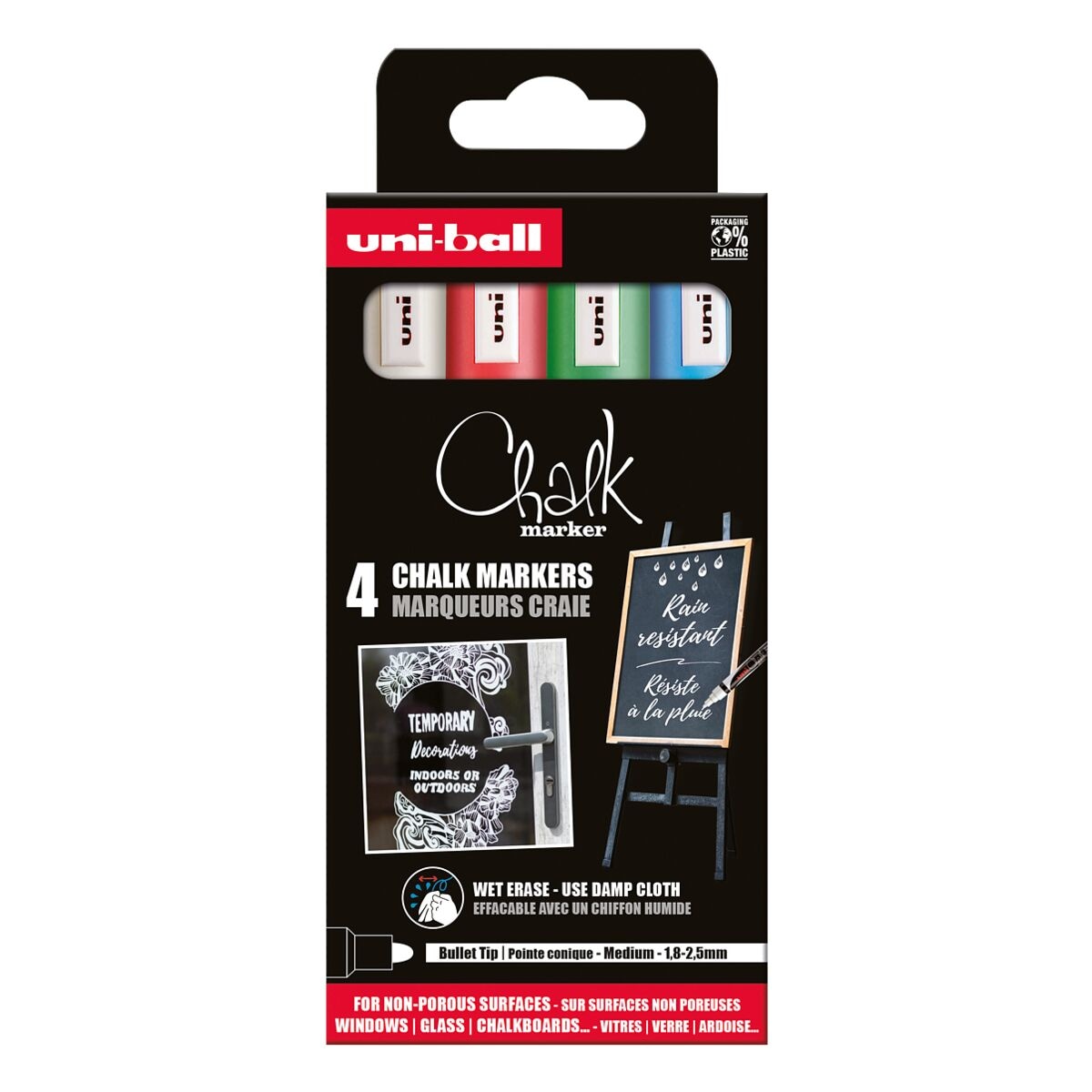 uni-ball 4er-Pack Kreidemarker »uni Chalk PWE-5M Basic«