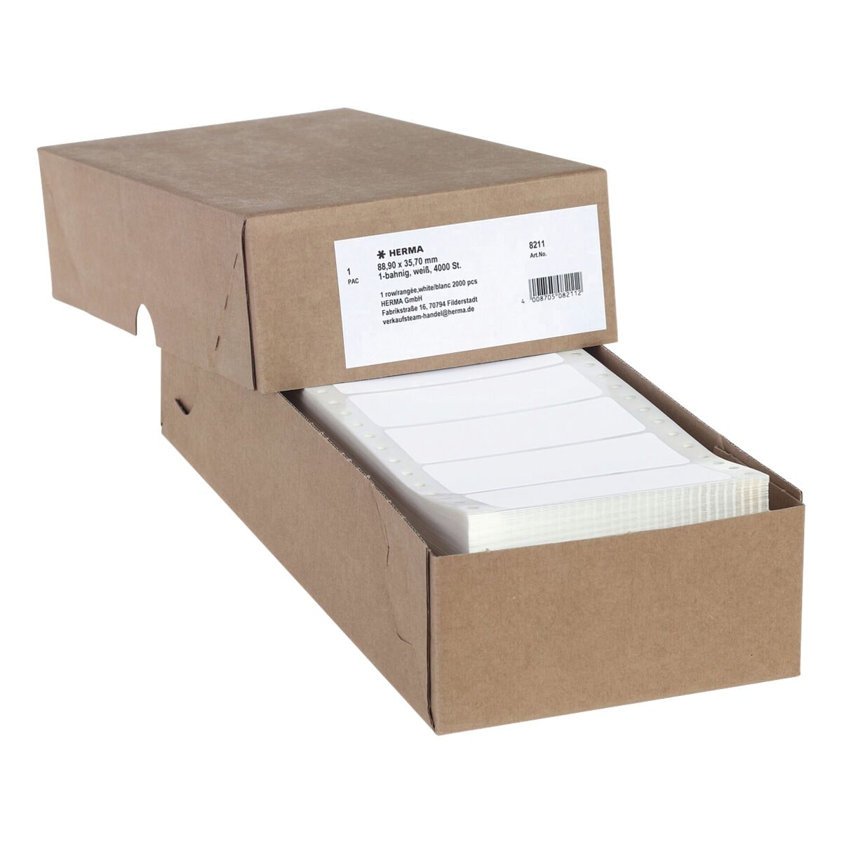 Herma Computer-Endlosetiketten 1-bahnig permanent weiß 88,9 x 35,7 mm »8211« 4000 Stück