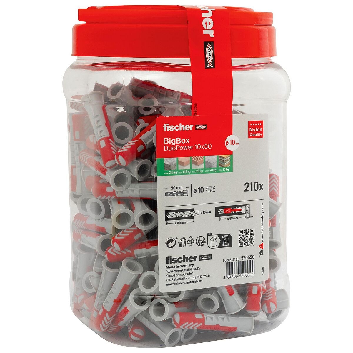 fischer Universaldübel-Sortiment »BigBox - DuoPower 10x50« 210 Stück