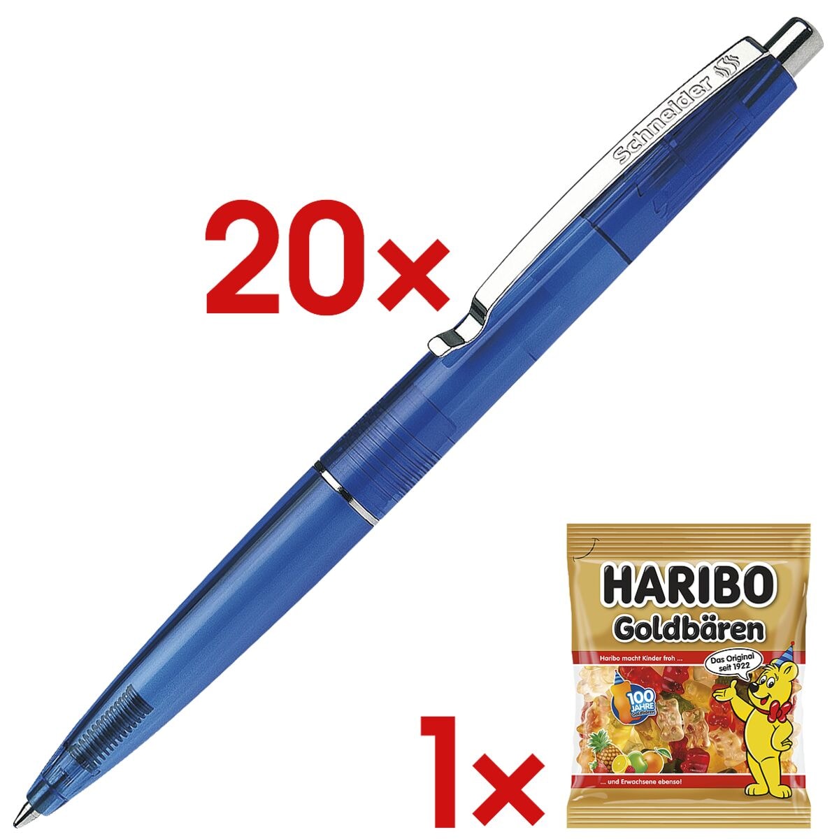 20x Schneider K20 Icy Colours 1320 Kugelschreiber dokumentenecht inkl. Fruchtgummi »Goldbären«