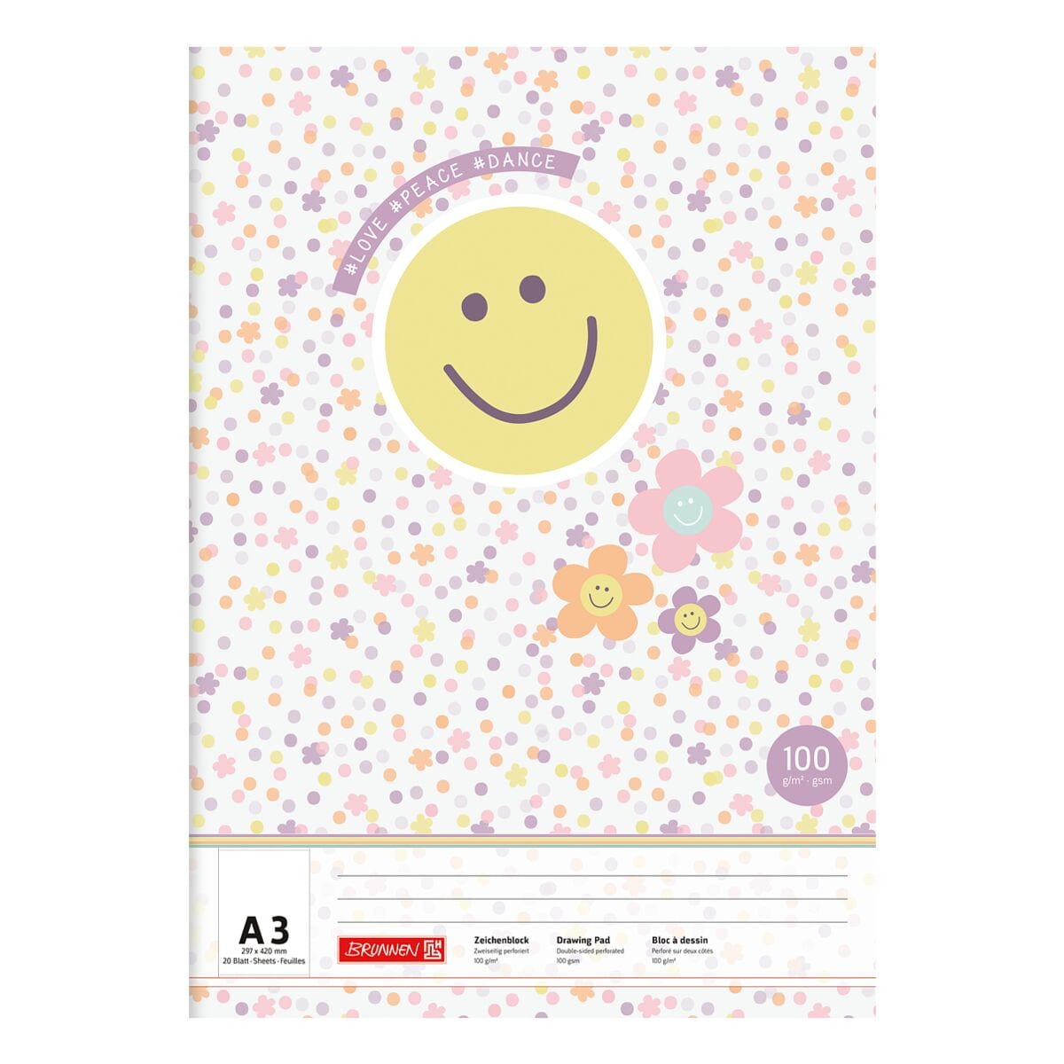 Brunnen Zeichenblock »Happy Hippie« A3 100 g/m² 20 Blatt